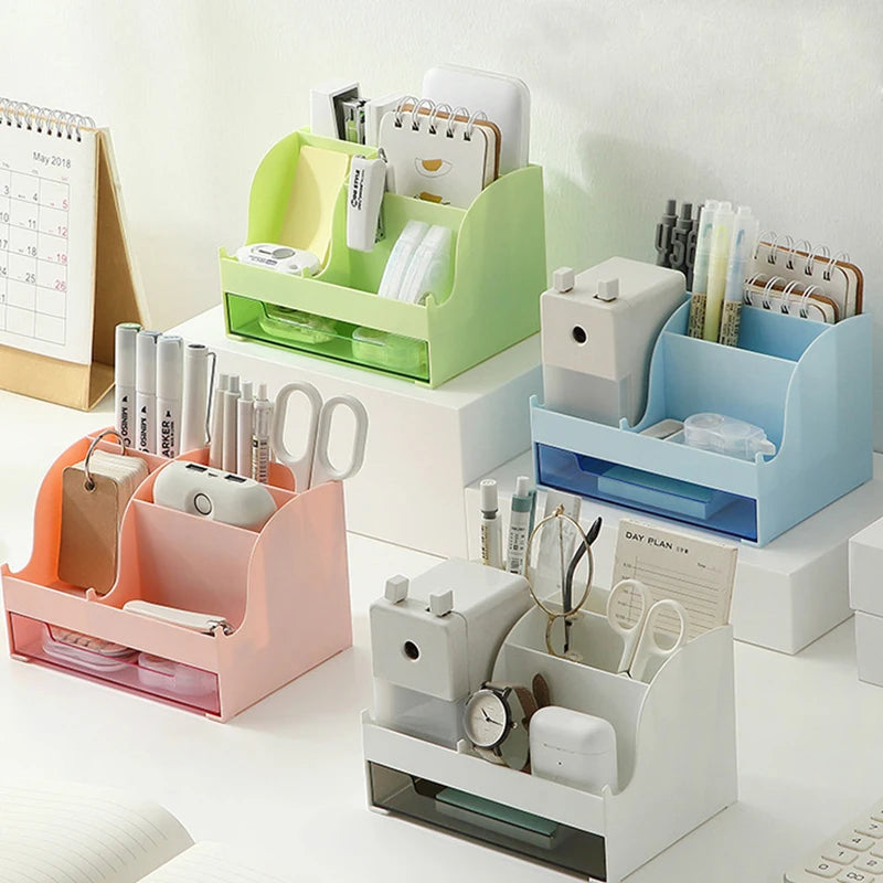 Multi-Purpose Desktop Organizer with Drawer – Large Capacity Storage Box for Pens, Stationery, Cosmetics & Lipsticks