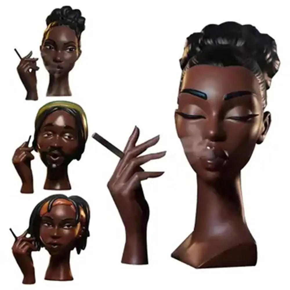 Black Headscents Handmade Head-Shaped Incense Burner Holder – Decorative Airflow Incense Burner for Meditation and Body Art