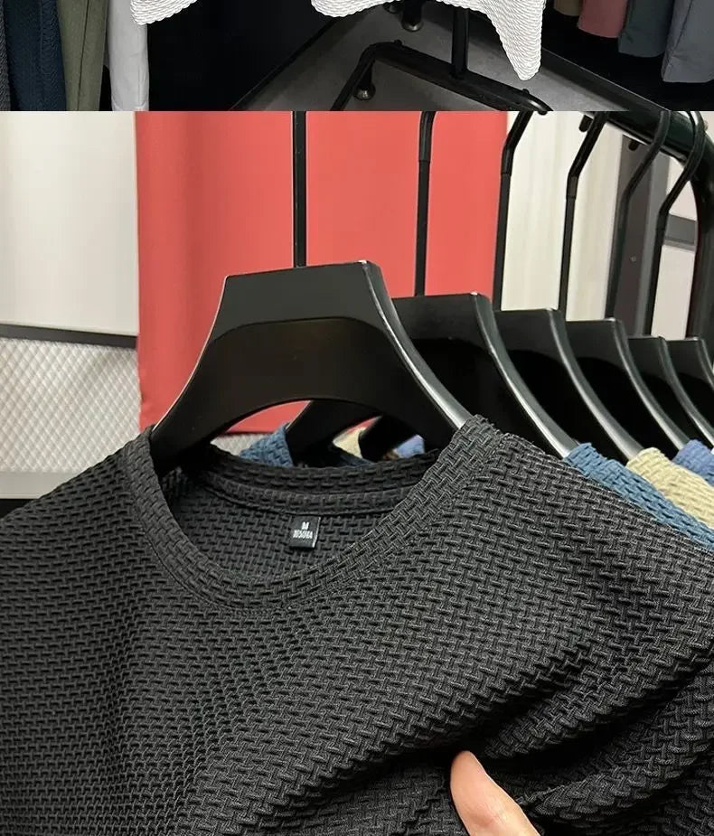 Men's Summer Ice Silk Mesh T-shirt – Lightweight Short Sleeve Breathable Tee, 2025 Solid Color Casual Top