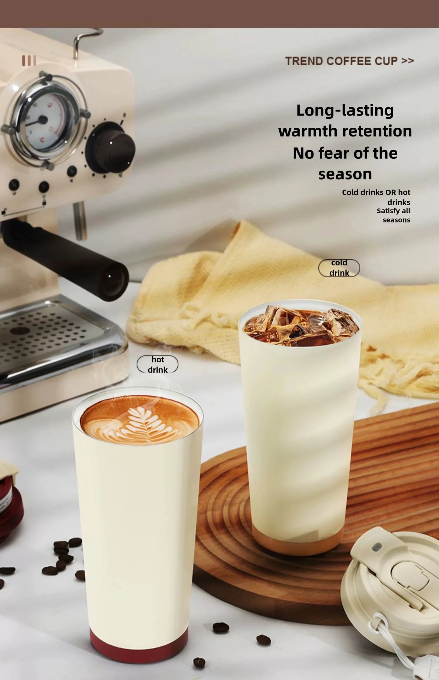 530ml Travel Coffee Mug – Reusable with Seal Lid, Stainless Steel & Ceramic Liner, Perfect for On-the-Go Coffee
