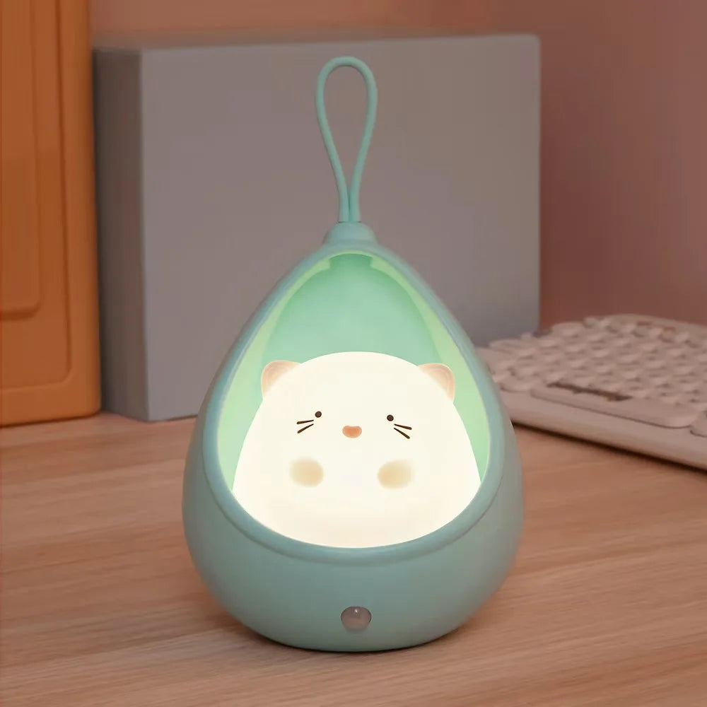 USB Rechargeable Silicone LED Night Light with Motion Sensor – Cute Animal Design for Kids' Bedroom or Nursery Wall