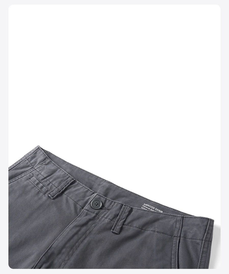 SIMWOOD Men’s Straight-Leg Chino Pants – 2025 Autumn Collection, 320gsm Washed Fabric, Plus Sizes Available