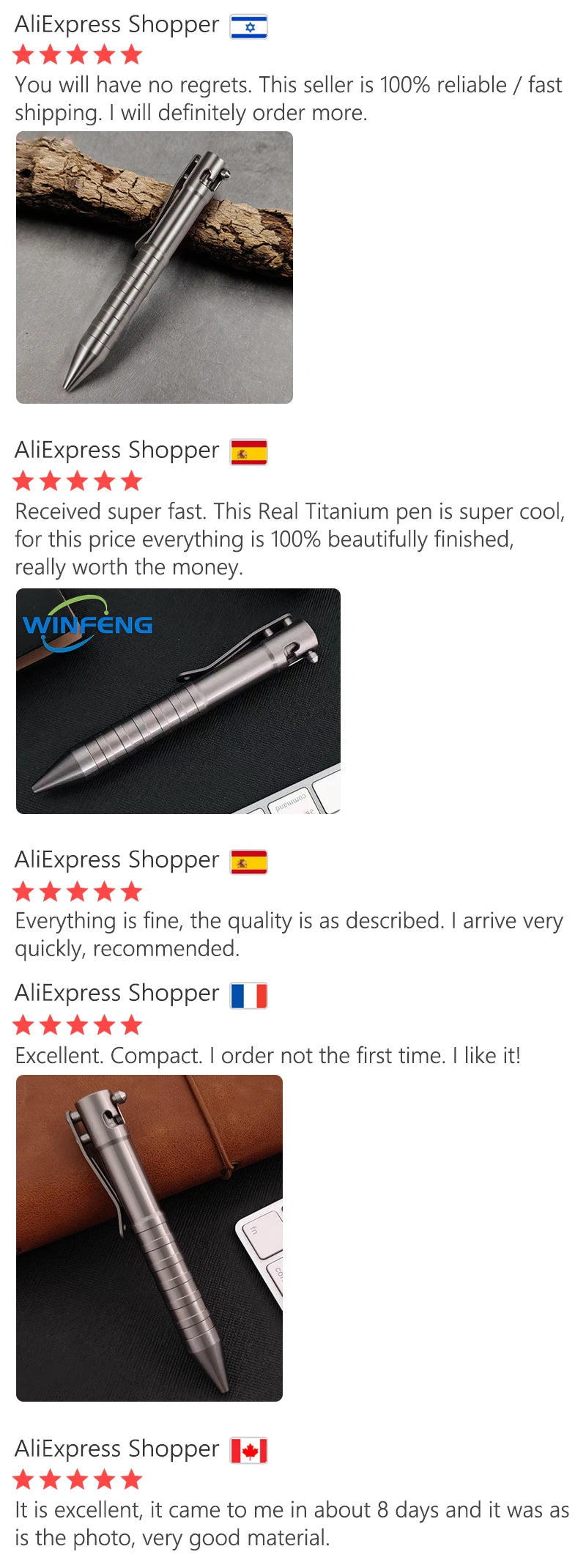 Titanium Tactical Ballpoint Pen – Bolt Action Business Pen with Glass Breaker, Self-Defense Survival EDC Tool