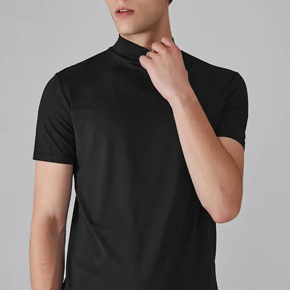 Men’s Slim Fit Half-High Collar Quick-Dry T-Shirt – Short Sleeve Lightweight Summer Sports Tee