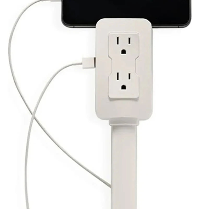 New 1-Piece Power Socket Extender with 2 Outlets, 180° Rotatable and Stretchable Length, Punch-Free Power Strip Extension Cord