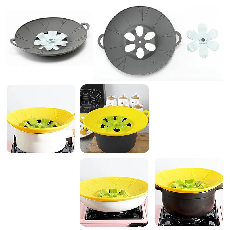 Silicone Spill Stopper Lid – Boil-Over Guard Food-Grade Silicone Pot & Pan Cover for Kitchen Use