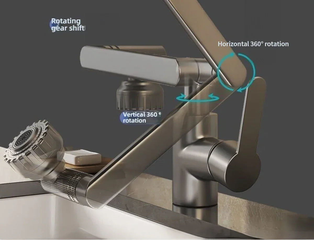 1080° Rotating Basin Faucet – Hot & Cold Multi-Function Booster Tap for Bathroom & Kitchen Use