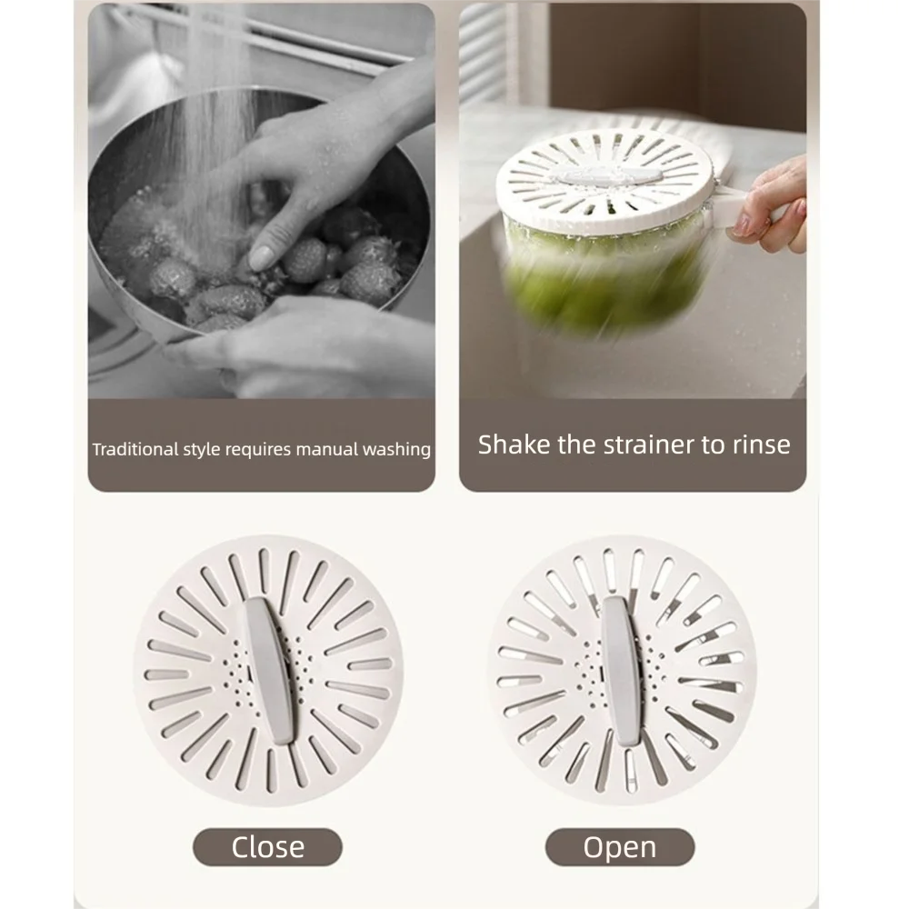 2-in-1 Folding Rice Washer & Strainer Bowl with Lid – Multi-Function Plastic Basin for Rinsing Fruits, Vegetables & Grains