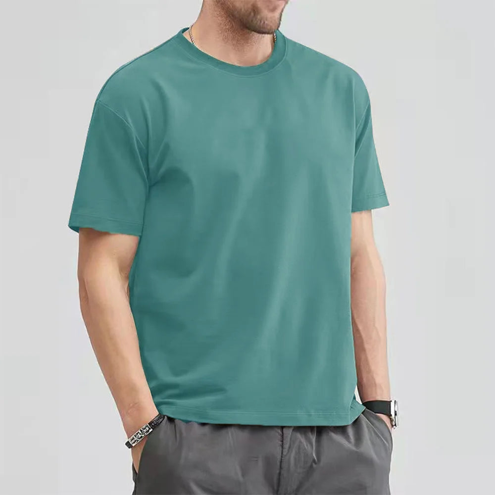 Unisex Loose Fit Cotton T-Shirt – Solid Color, Short Sleeve, Casual O-Neck Basic Tee for Summer 
