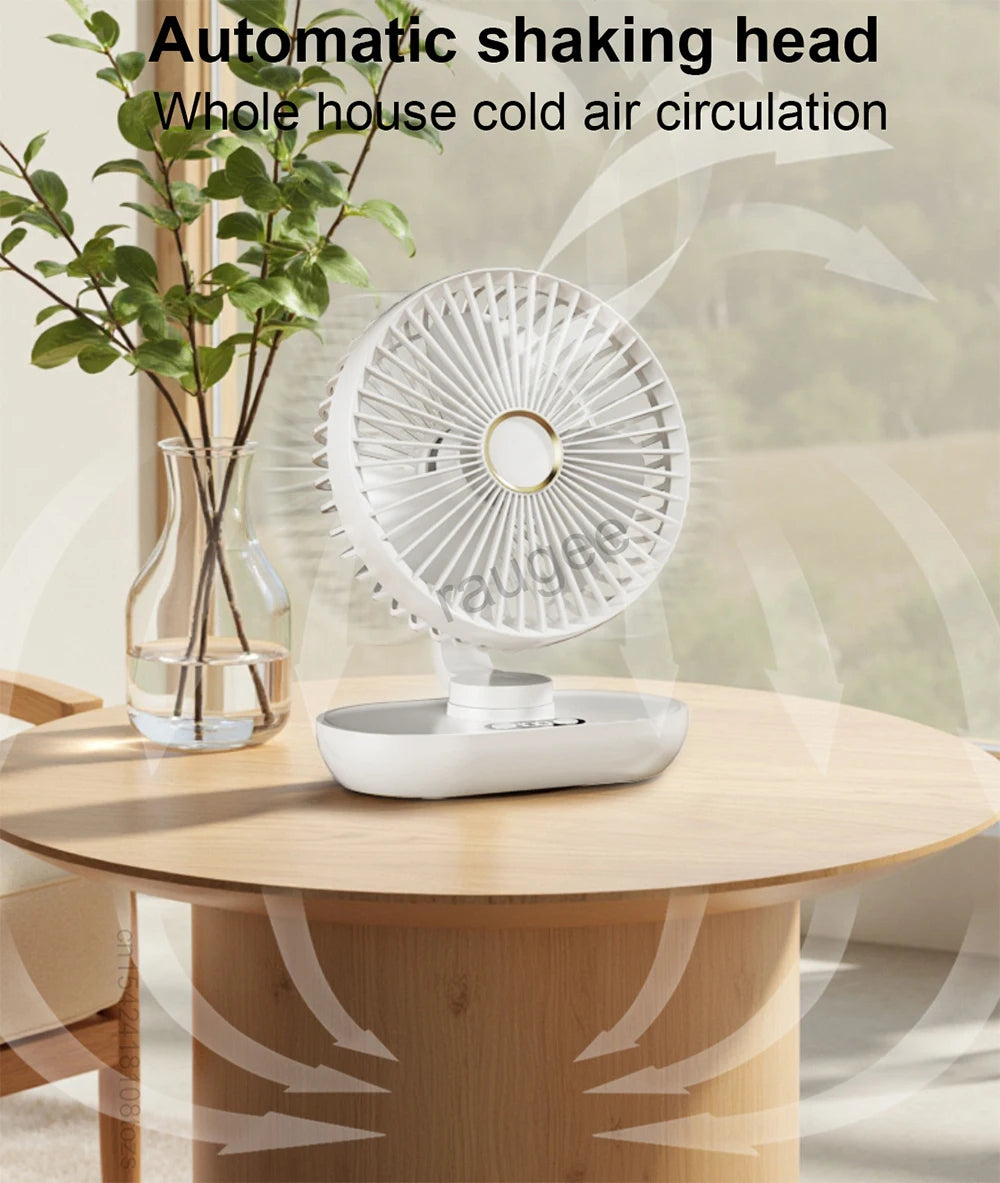 Compact USB Rechargeable Desk Fan with Digital Display – Small Portable Air Circulator for Desktop Use