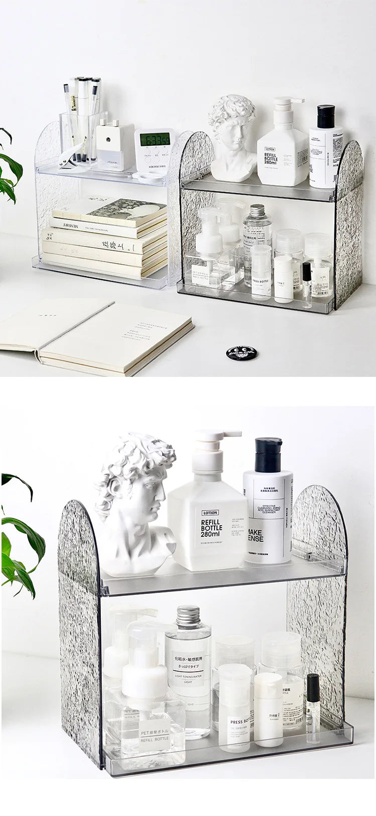 Clear Acrylic Makeup Organizer – Double-Layer Lipstick & Skincare Storage Box, Desktop Display Rack