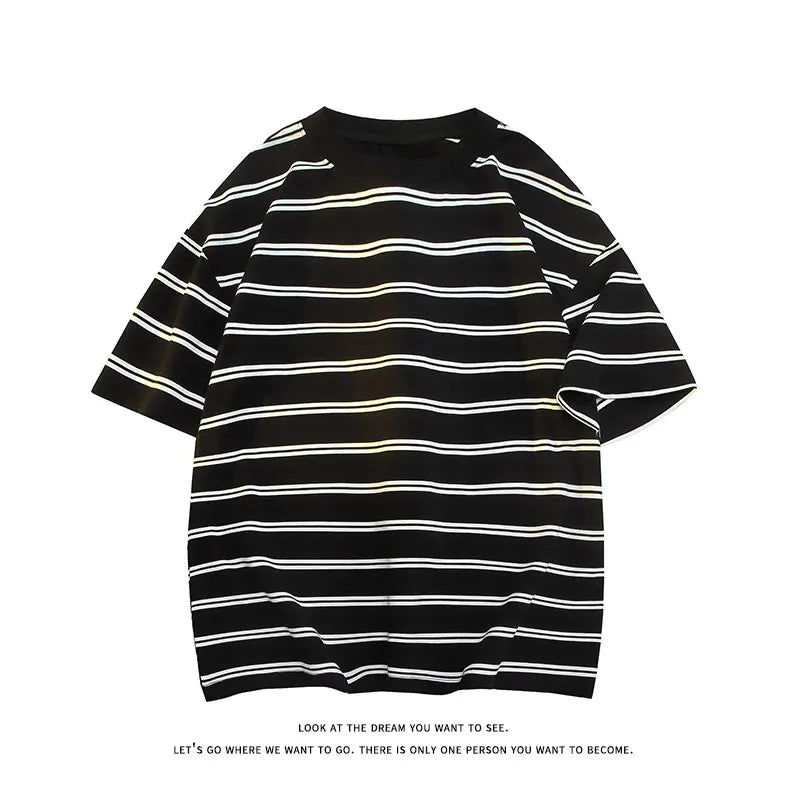 Men’s Striped Cotton T-Shirt – Casual Summer Fashion Tee, Oversized Fit, Available Up to 5XL, Funny and Stylish Design 