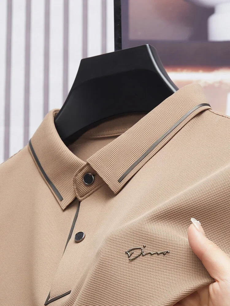 Men's Seamless Polo Shirt – Premium Cool Touch Fabric, Slim Fit Business Casual Golf Tee with Turn-Down Collar