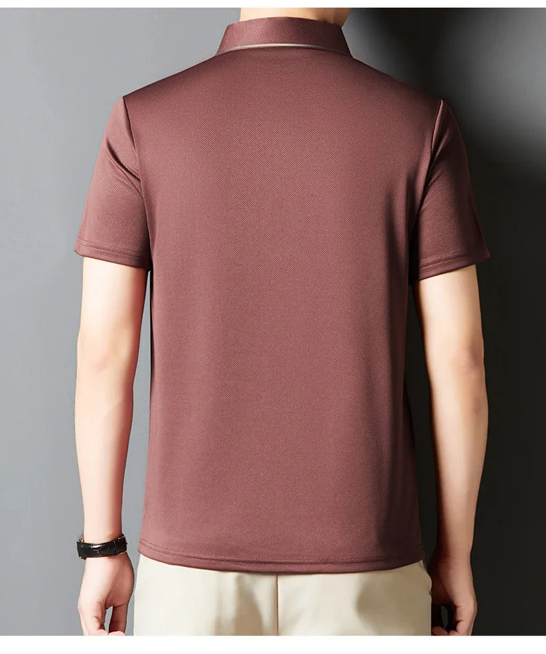 Men’s Premium Seamless Polo – Luxury Cool Fabric, Slim Fit, Anti-Wrinkle, Business‑Casual Golf Tee