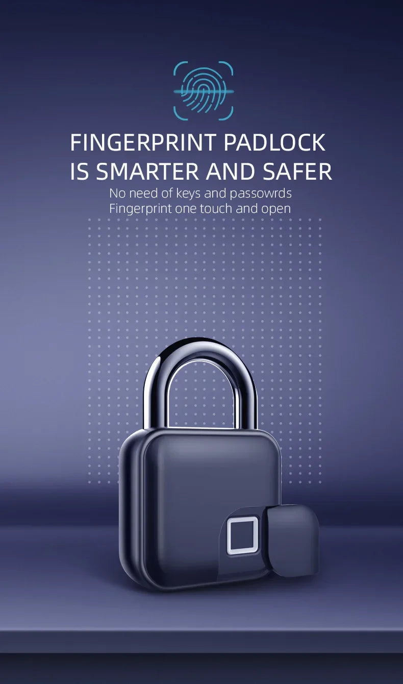 Smart Graffiti Fingerprint Bluetooth Padlock – Anti-Theft Lock for Warehouse Doors, Storage Cabinets, and Luggage