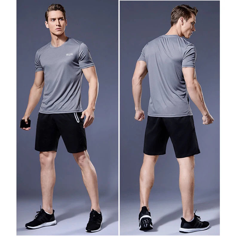 Men’s Summer Ice Silk Quick-Dry T-Shirt – Breathable High-Stretch Gym & Running Top