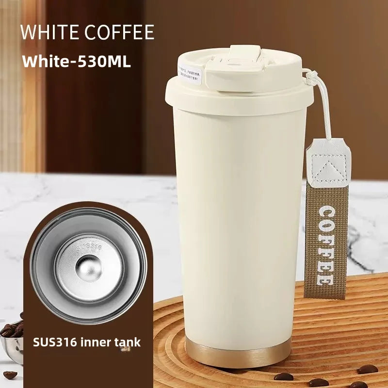 530ml Travel Coffee Mug – Reusable with Seal Lid, Stainless Steel & Ceramic Liner, Perfect for On-the-Go Coffee