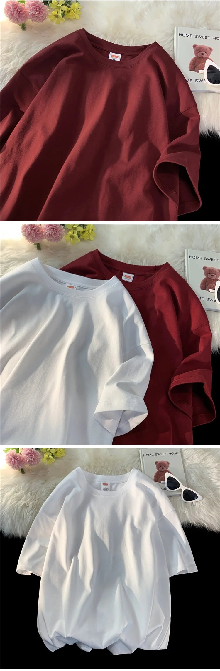 Unisex Oversized Heavyweight Cotton T-Shirt – 260gsm Basic Solid Color Hip-Hop Style Summer Tee