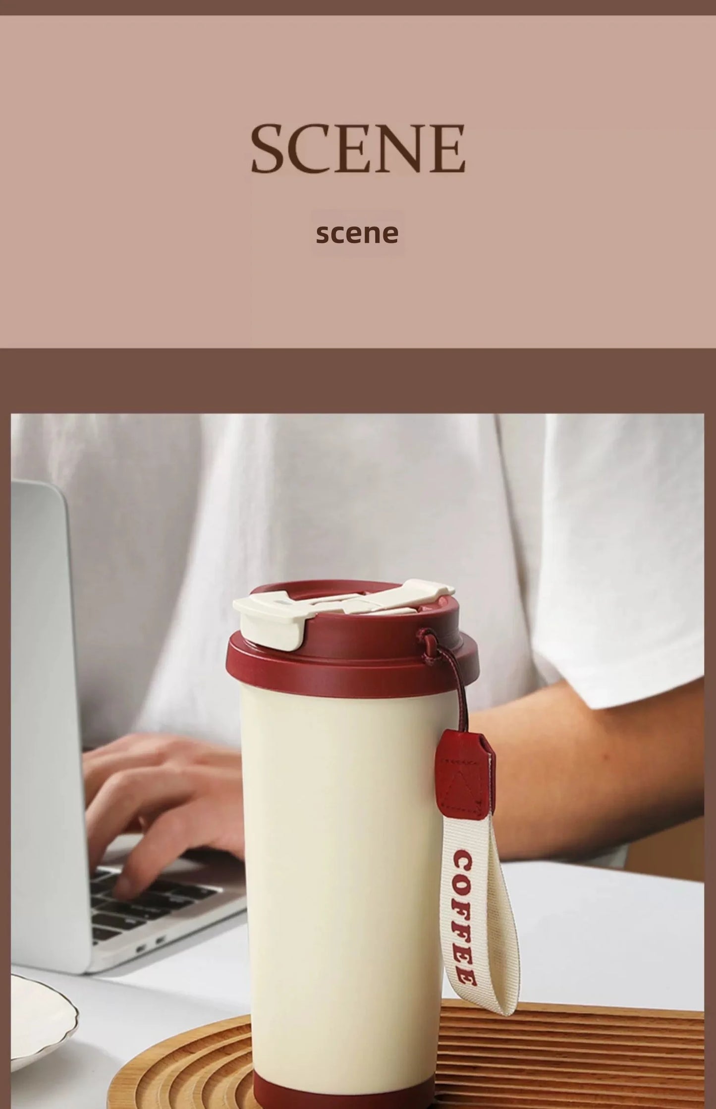 530ml Travel Coffee Mug – Reusable with Seal Lid, Stainless Steel & Ceramic Liner, Perfect for On-the-Go Coffee