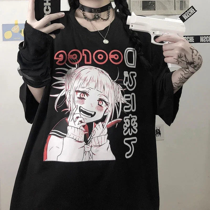 Women's Gothic Harajuku Loose T-Shirt – Aesthetic Dark Grunge Y2K Streetwear Top