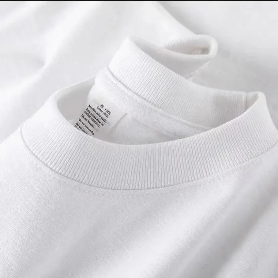 100% Cotton Unisex T-Shirt – Solid Color O-Neck Short Sleeve Tee, Korean Loose Fit (M–4XL)