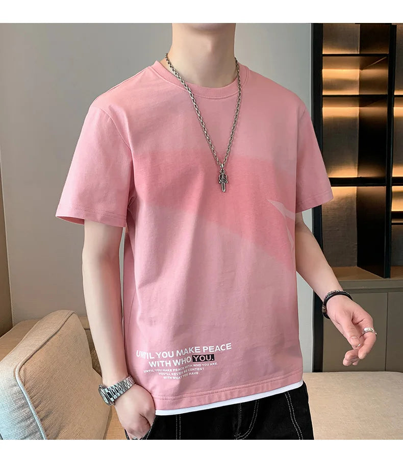 Men’s Loose Fit Letter Print T-Shirt – Harajuku Y2K Streetwear Short Sleeve Casual Tee