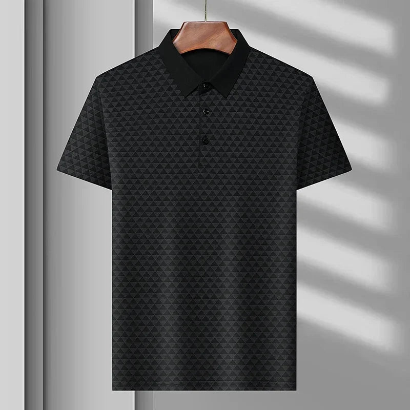 Men’s Breathable Ice Silk Polo Shirt – Seamless Short Sleeve Business Casual Summer Top