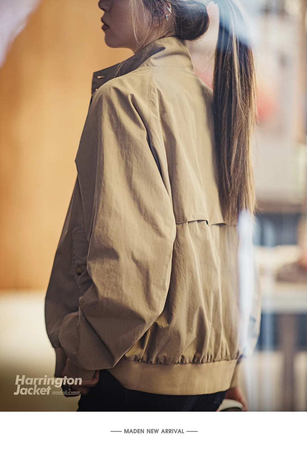 Maden Vintage Stand-Up Collar Jacket – Workwear Baseball Style Coat for Women & Unisex, Spring/Autumn