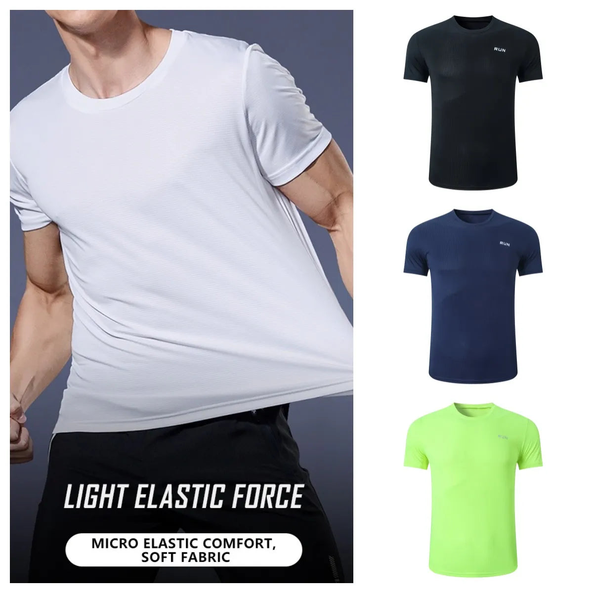 Men’s Summer Ice Silk Quick-Dry T-Shirt – Breathable High-Stretch Gym & Running Top