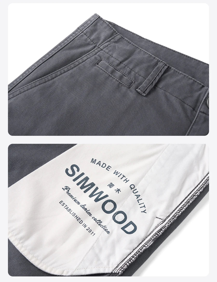 SIMWOOD Men’s Straight-Leg Chino Pants – 2025 Autumn Collection, 320gsm Washed Fabric, Plus Sizes Available