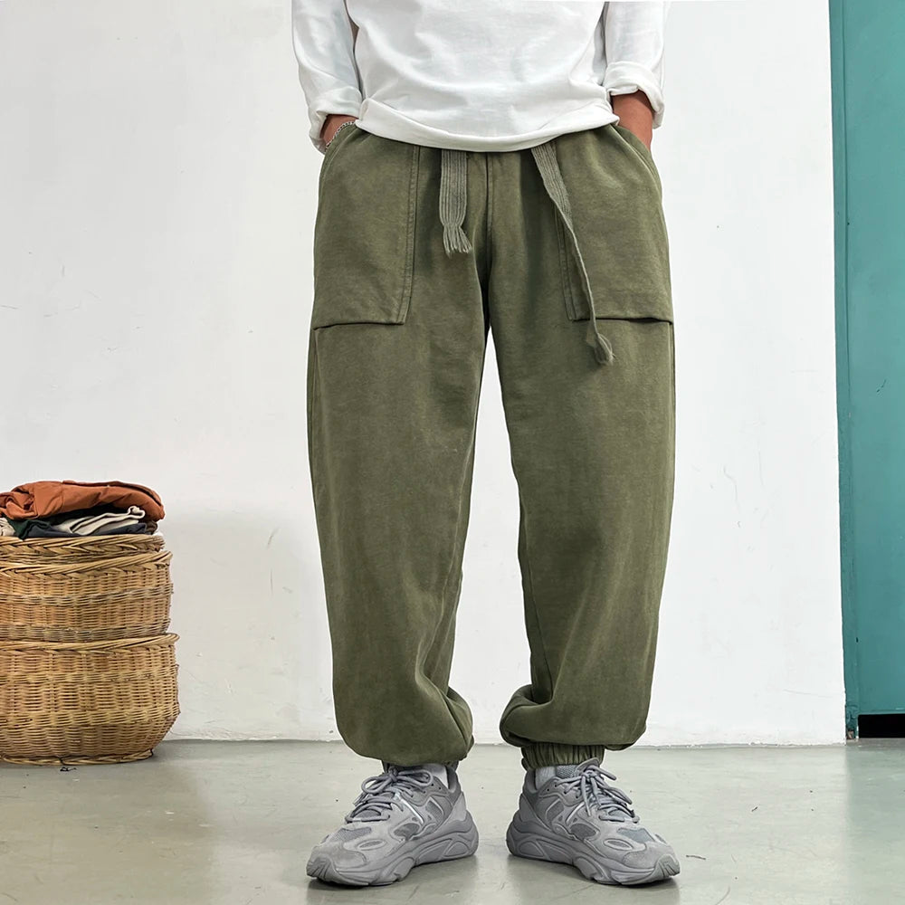 Premium Plus-Size Men's Sweatpants, Loose Fit Streetwear Joggers, Korean Style Baggy Harajuku Trousers