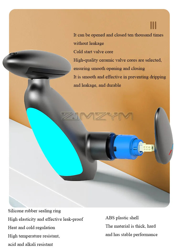 360° Rotating LED Basin Faucet with 4 Water Modes, Pull-Out Spout & Temperature Sensor – Drip-Free Hot & Cold Mixer Tap