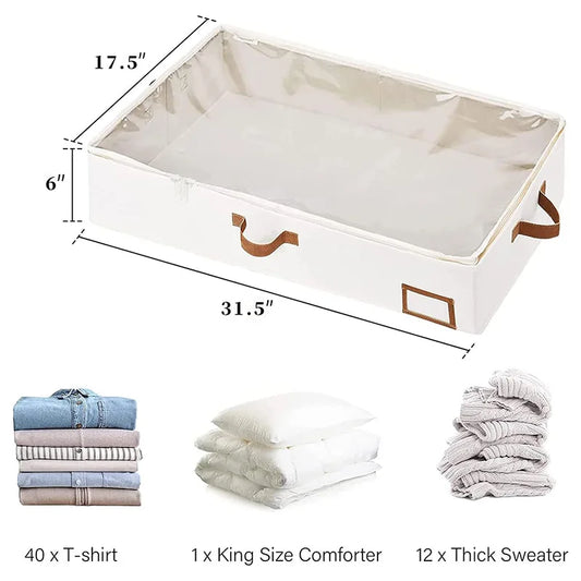 4-Pack Foldable Underbed Storage Boxes for Clothes – Durable Clothes Organizer with Sturdy Frame and Thick Fabric