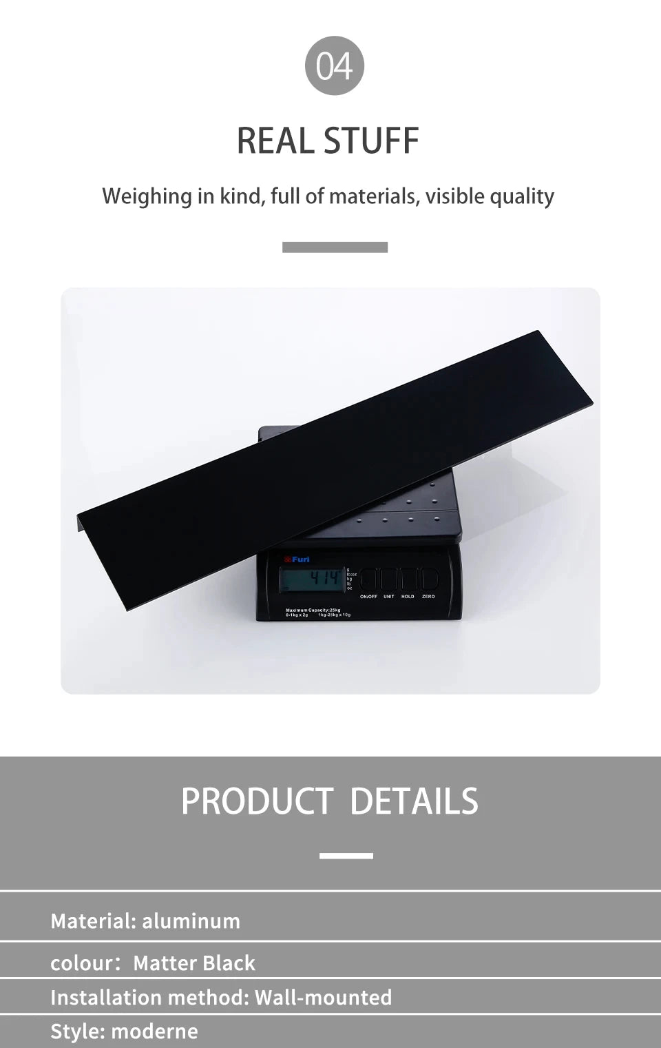 Matte Black Wall-Mounted Shelf – Modern Bathroom & Kitchen Storage Rack (30-50cm) – Shower Organizer Wholesale Promotion