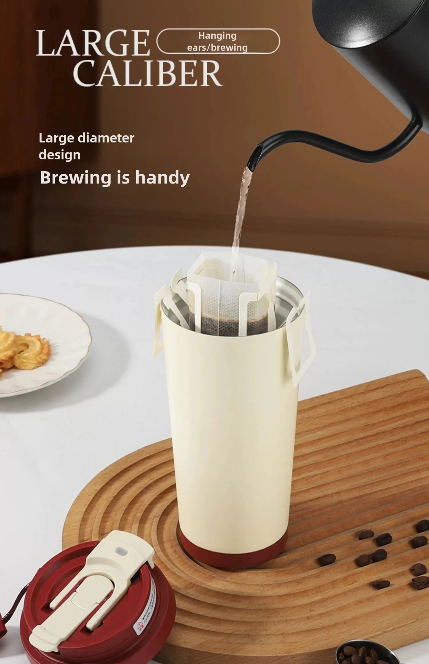 530ml Travel Coffee Mug – Reusable with Seal Lid, Stainless Steel & Ceramic Liner, Perfect for On-the-Go Coffee