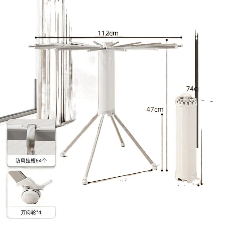 Compact Double-Layer Folding Drying Rack for Floor-to-Ceiling Balcony Use