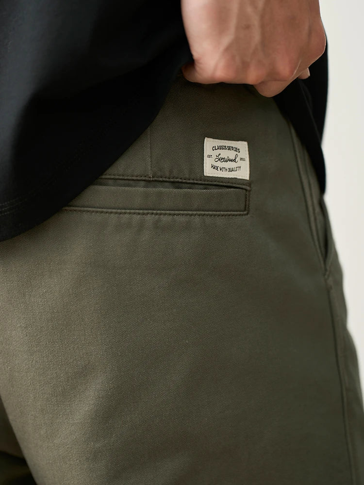SIMWOOD 2025 Spring-Summer Men's Loose Straight Chinos – 100% Cotton, 320gsm, Smart Casual Lightweight Trousers