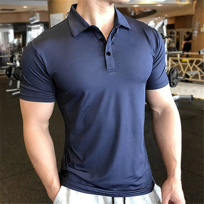 Men’s Slim Fit Polo Shirt – Quick Dry Solid Color Short Sleeve Sports Tee for Spring & Summer