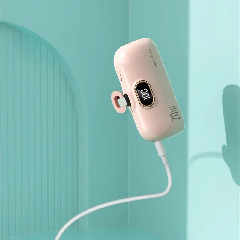 Mini 10000mAh Portable Power Bank with Built-in Cables – Compact External Battery Charger for iPhone & Type-C Devices