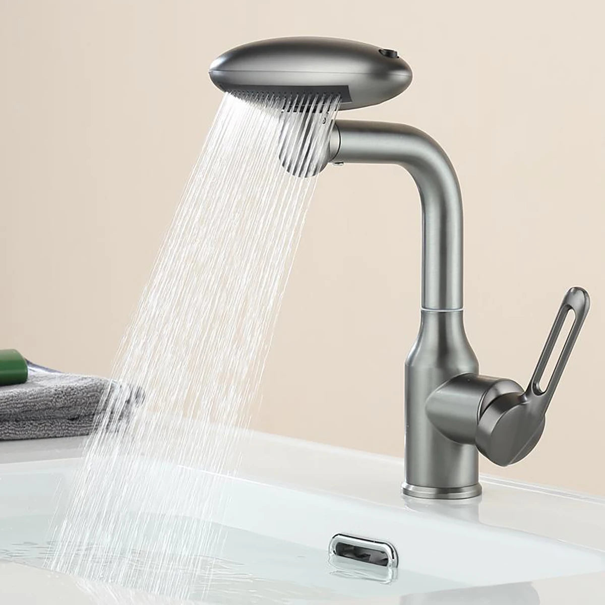 Multi-Functional Waterfall Basin Faucet with 4 Spray Modes, 360° Rotating Hot & Cold Sink Mixer Tap for Bathroom Use