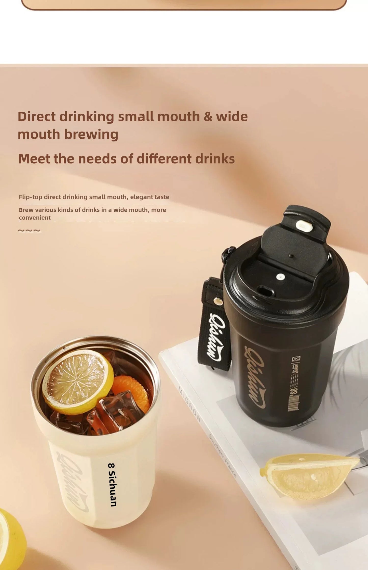 480ml Travel Coffee Mug, Insulated Coffee Mug, Double Walled Stainless Steel Insulated Coffee Tumbler for Hot/Ice Coffee Tea