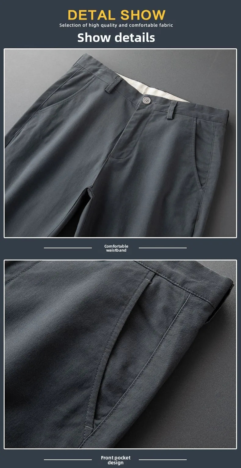 New Fashion Men's Slim Fit Straight Trousers – Comfortable, Breathable, Elastic Casual Long Pants for Everyday Wear