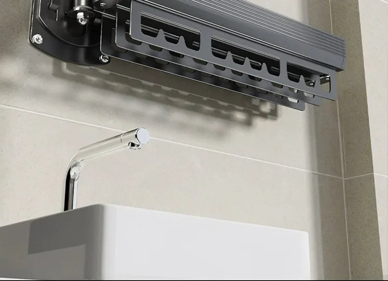 Wall-Mounted Folding Drying Rack – Retractable, No-Drill Indoor Clothes Hanger for Balcony or Laundry Room