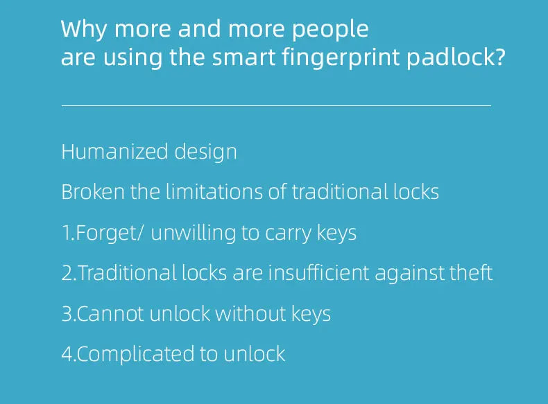 Smart Bluetooth Fingerprint Padlock with Remote Unlock via Tuya App and Extended Battery Life
