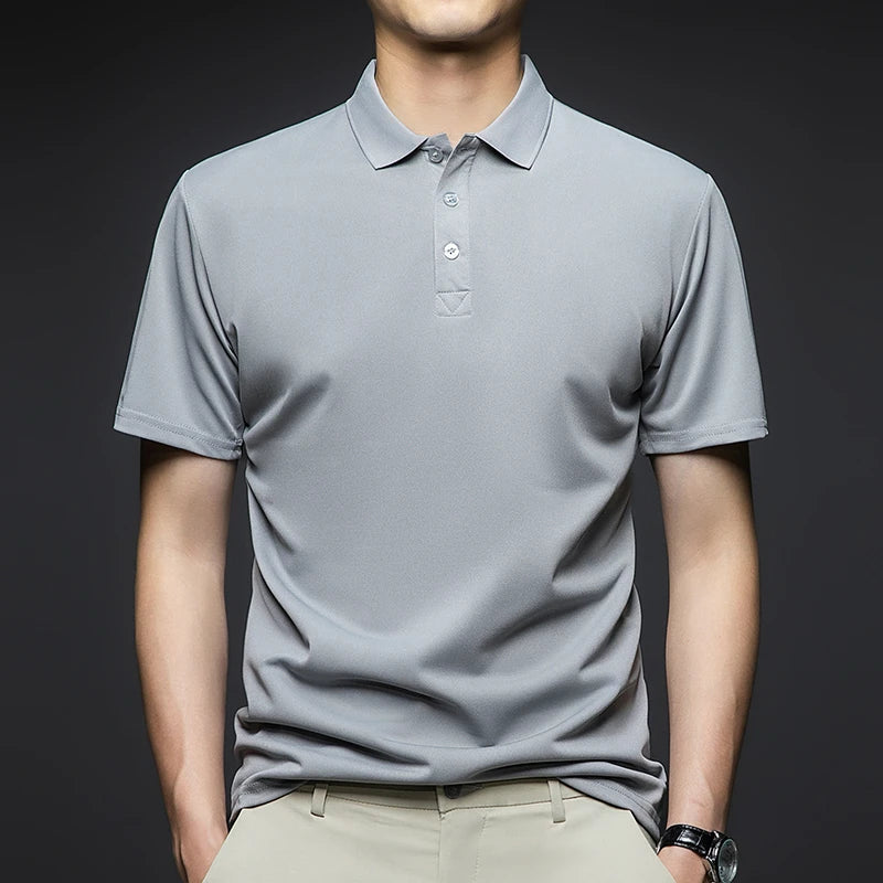 Men's Solid Color Polo Shirt – Summer Short Sleeve, Breathable & Comfortable Casual Top