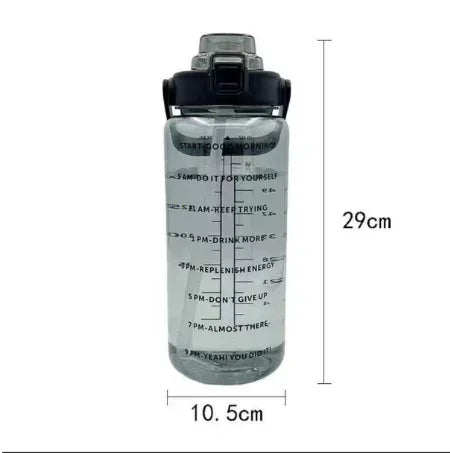 2L Large Capacity Sports Water Bottle with Straw – Time Marker Leakproof Plastic Cup for Fitness & Outdoor Use