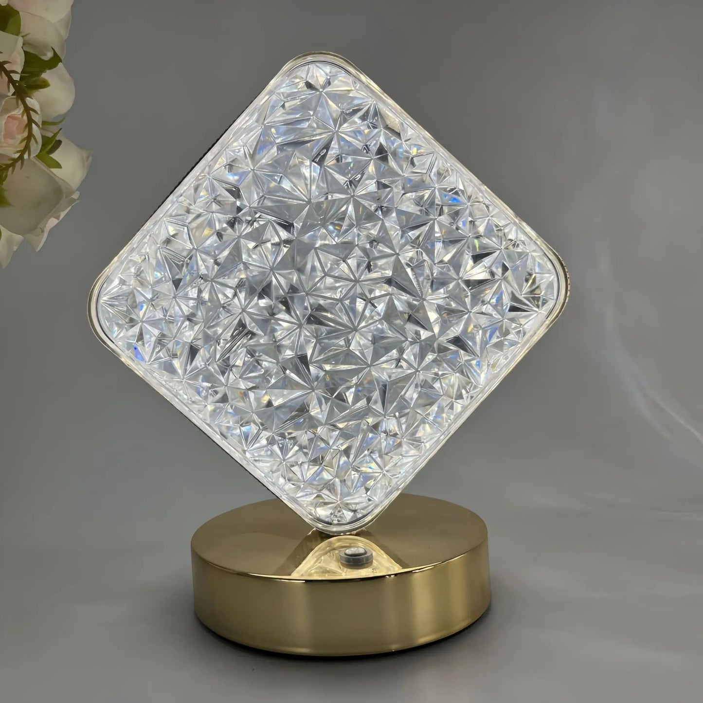 Rechargeable Crystal Touch Dimmable Night Lamp for Bedroom, Girls’ Room, USB LED Ambient Table Light with 3D Moon Design