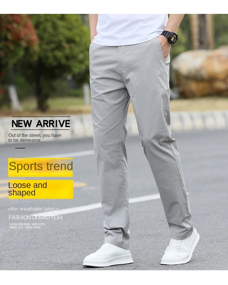 Men's Premium Cotton Chino Pants – Breathable Straight-Leg Casual Trousers (Waist Sizes 28 to 40)