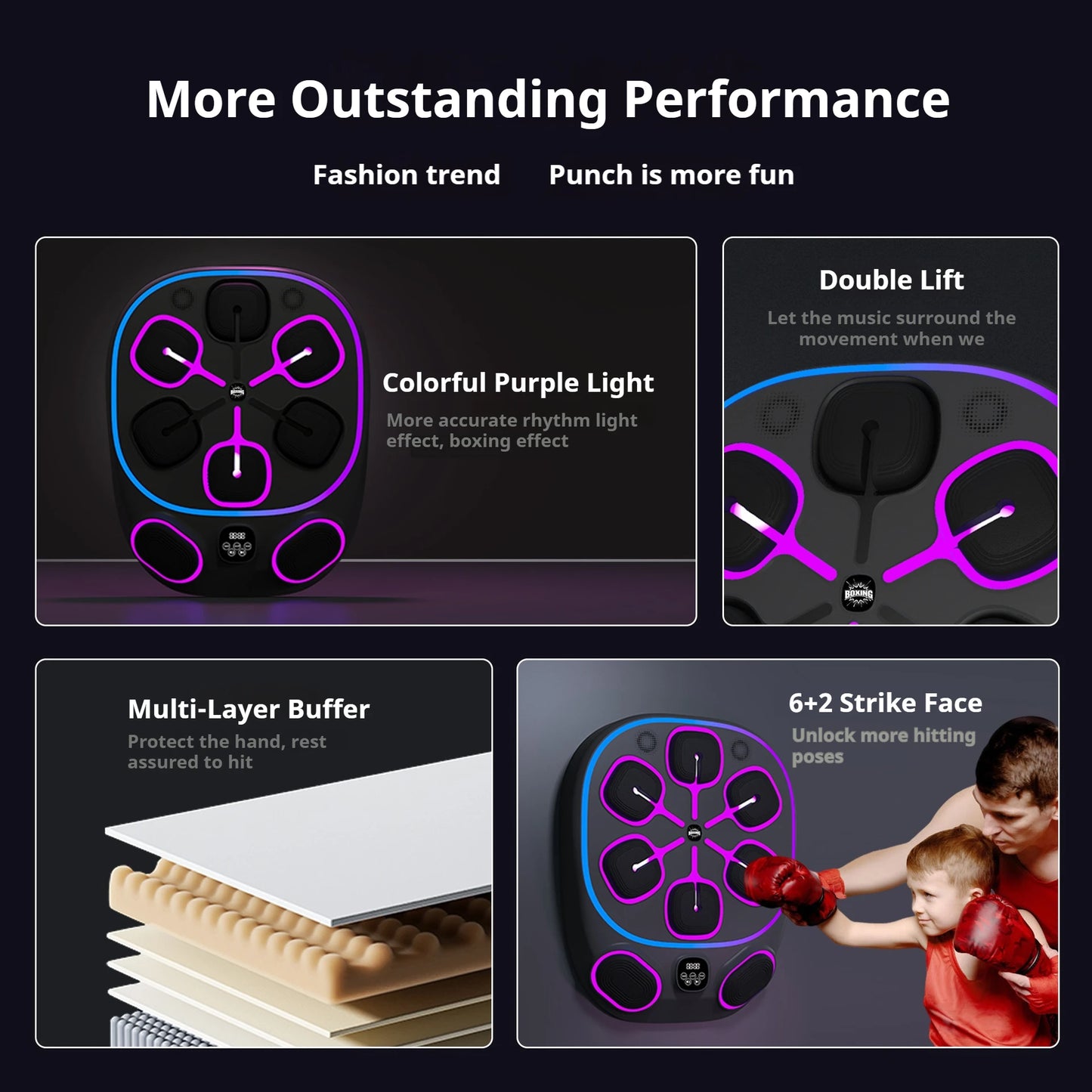 Bluetooth Smart Music Boxing Wall Target – Electronic Hook Punch Trainer for Adults, Wall-Mounted Home Gym Equipment
