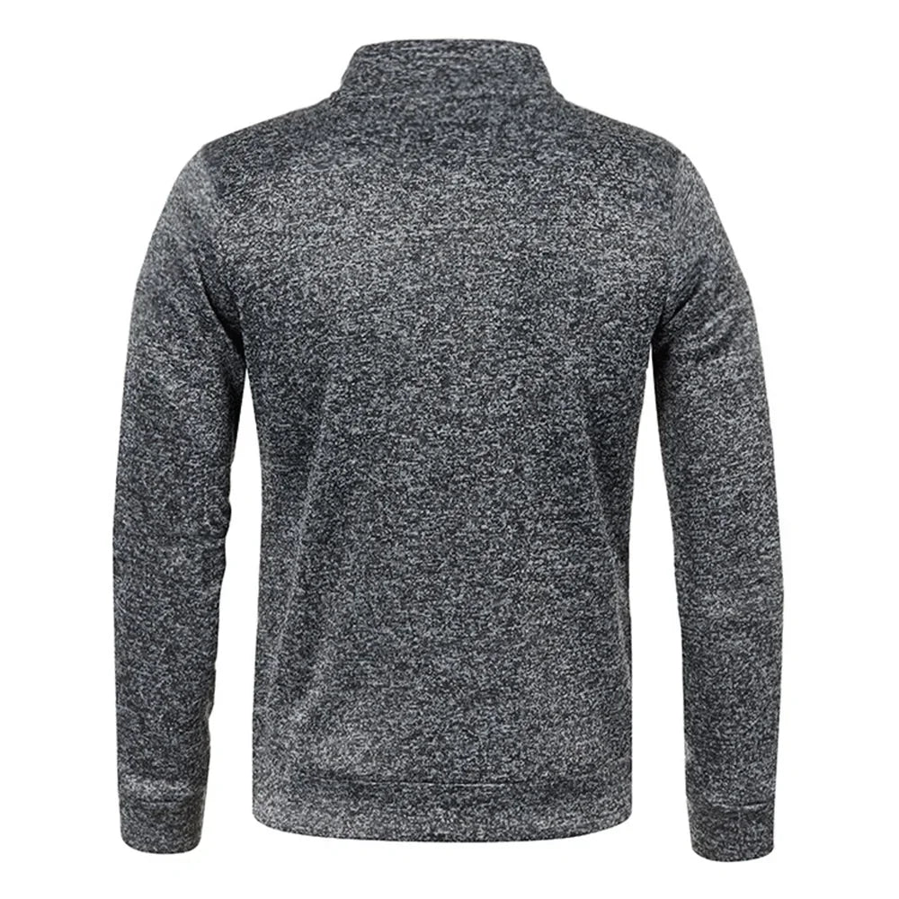 Men’s Autumn Zip-Up Jacket with Stand Collar – Casual Fleece Sweatshirt, Long Sleeve Streetwear Coat
